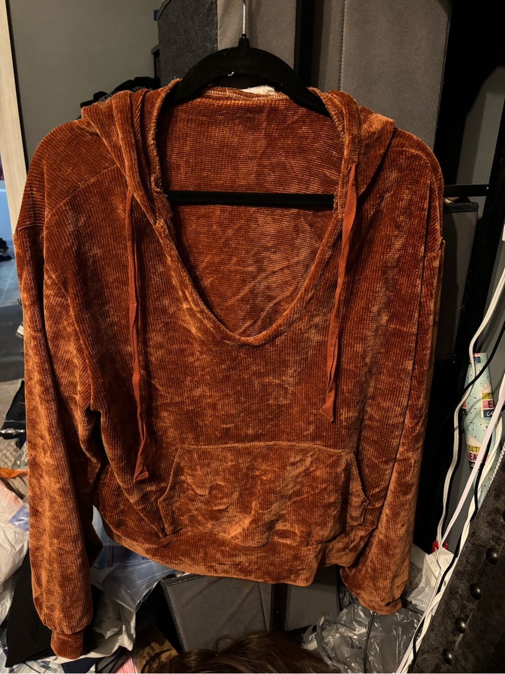Rust Brown Plush Hoodie Sweater Medium